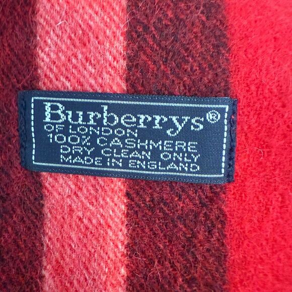 Burberrys Cashmere Red Checked Scarf - Picture 3 of 3